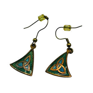 Vintage Brass Celtic Knot Dangle Earrings with Antique Finish Rare